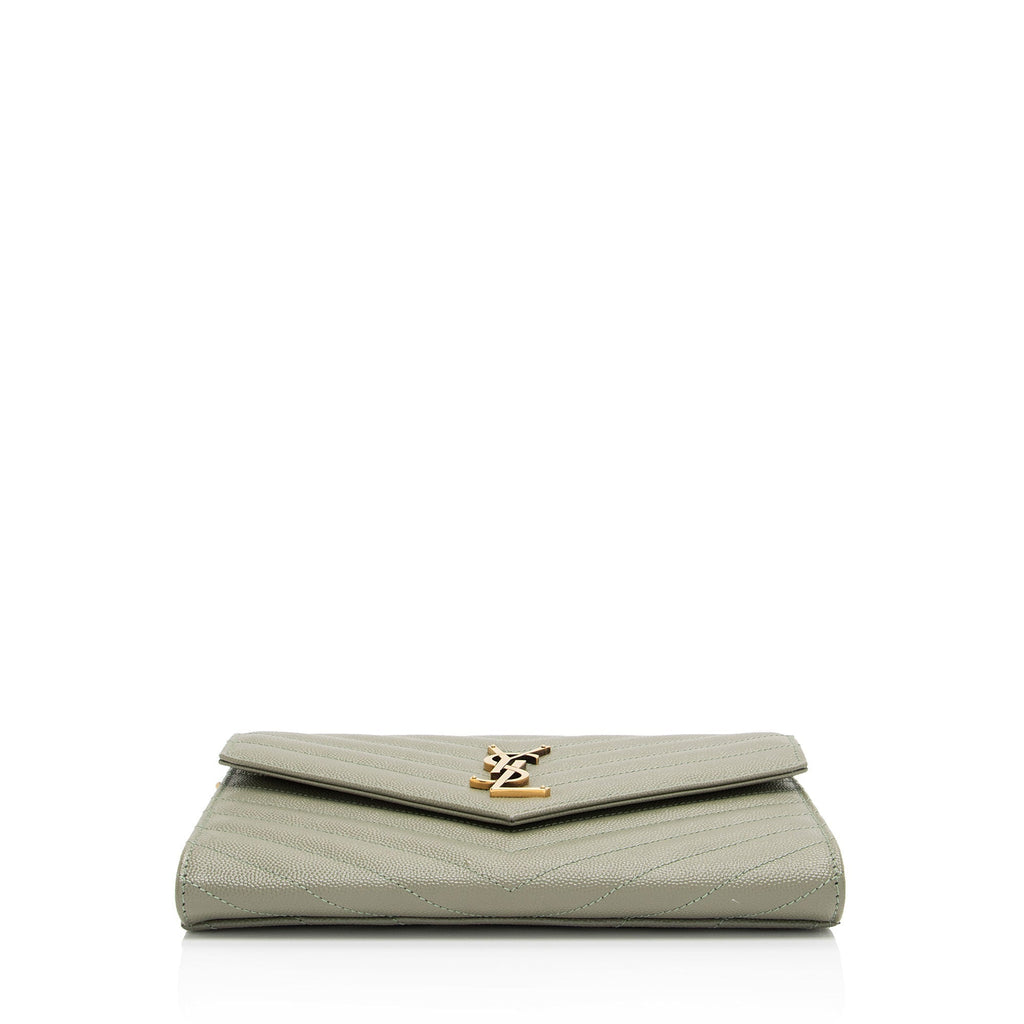 Saint Laurent Matelasse Grain de Poudre Monogram Envelope Pouch (SHF-H63Wlo)