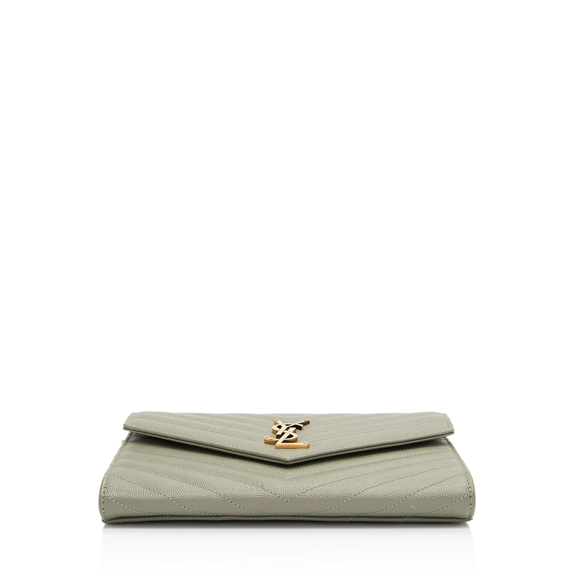 Saint Laurent Matelasse Grain de Poudre Monogram Envelope Pouch (SHF-H63Wlo)