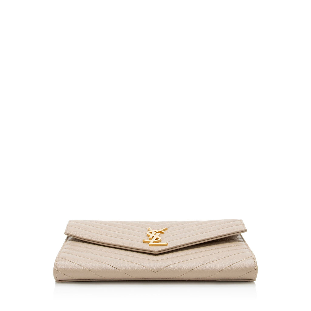 Saint Laurent Matelasse Grain de Poudre Monogram Envelope Pouch
