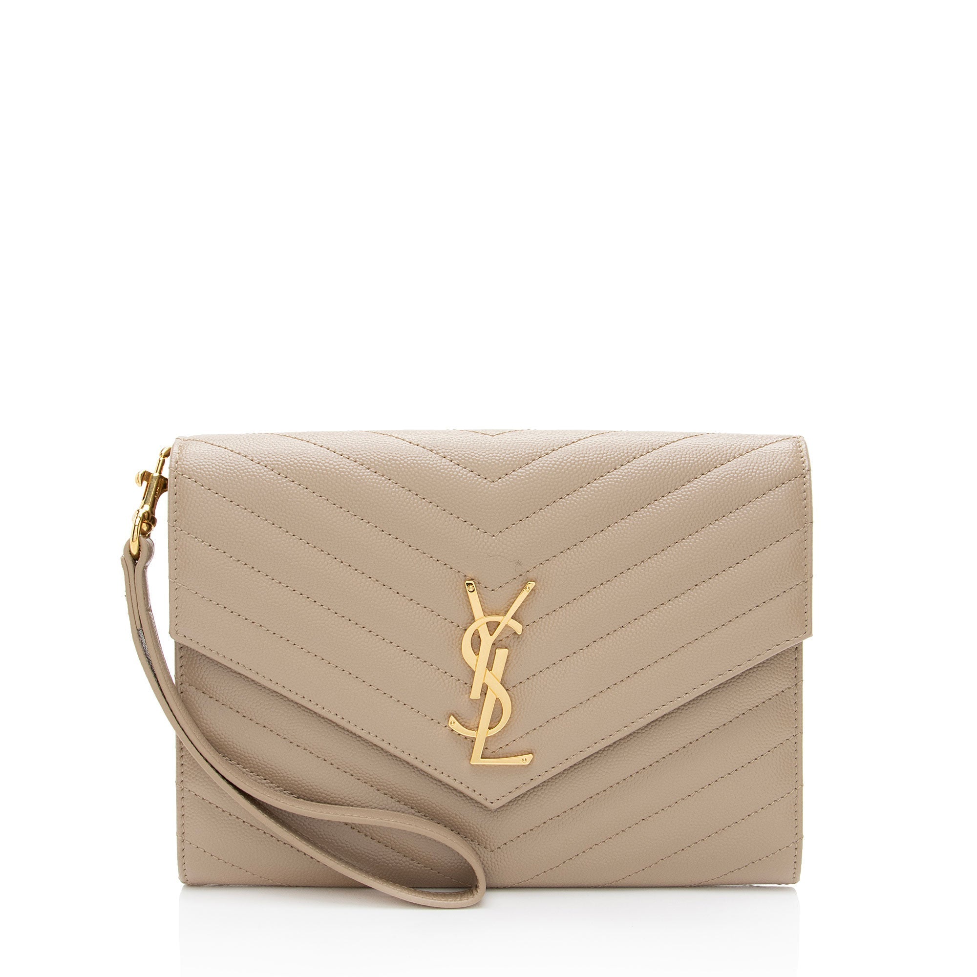 Saint Laurent Matelasse Grain de Poudre Monogram Envelope Pouch