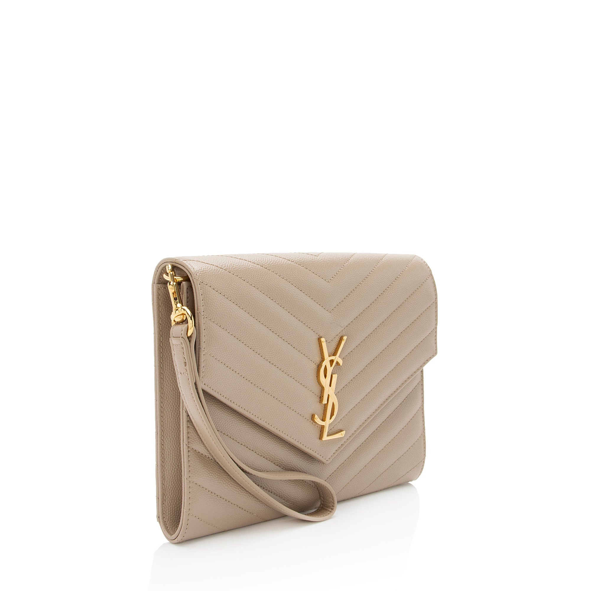 Saint Laurent Matelasse Grain de Poudre Monogram Envelope Pouch
