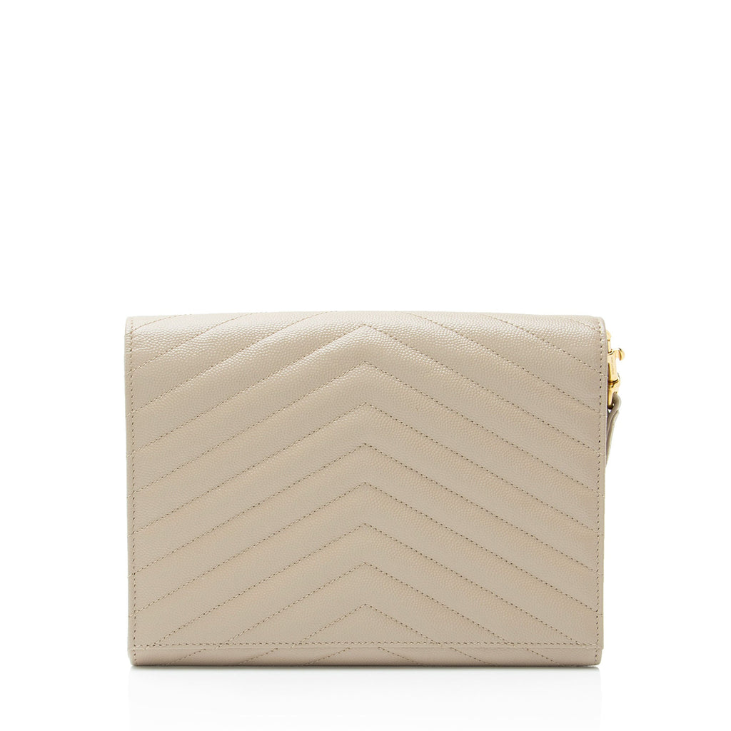 Saint Laurent Matelasse Grain de Poudre Monogram Envelope Pouch