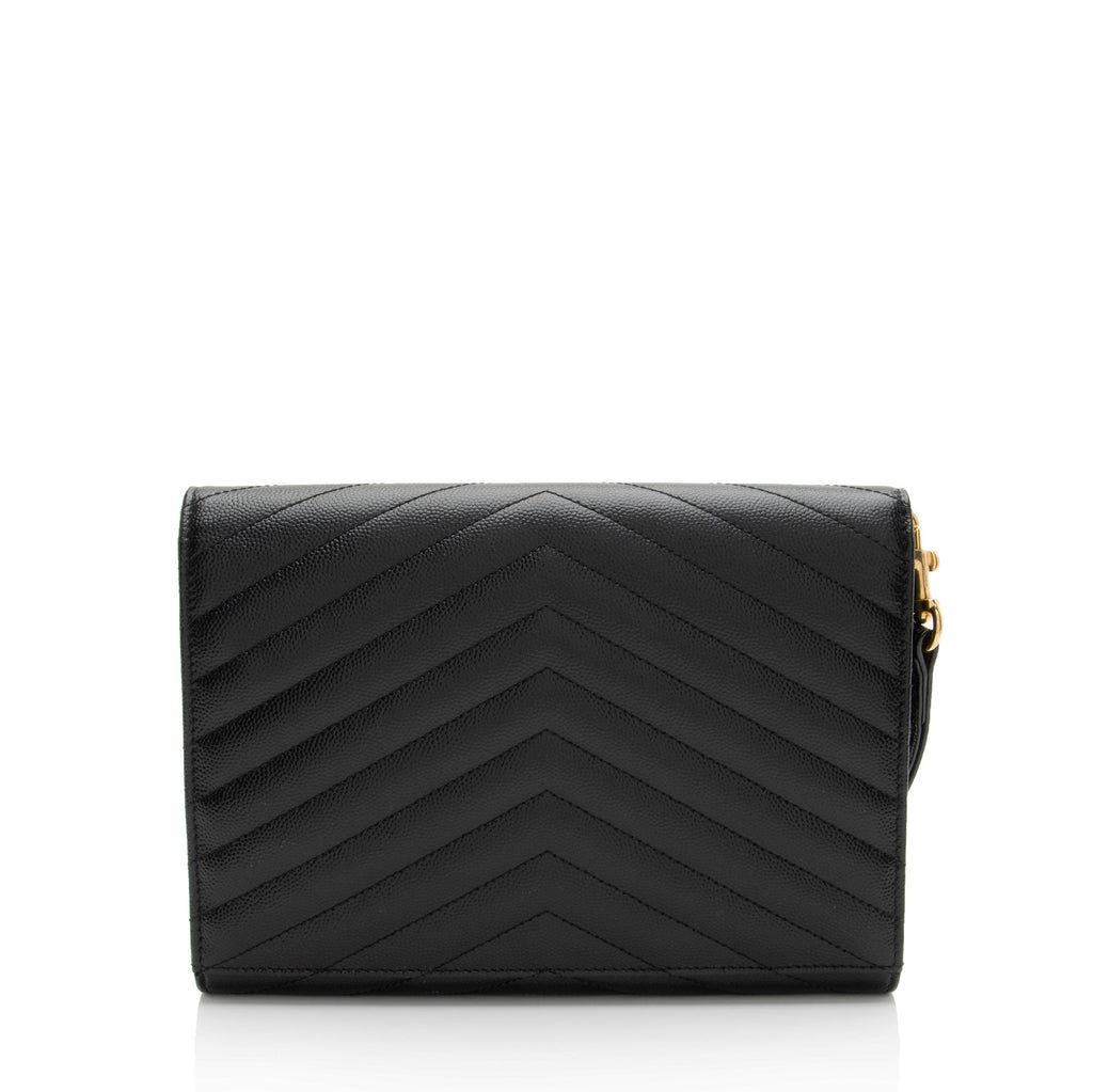 Saint Laurent Matelasse Grain de Poudre Monogram Envelope Pouch