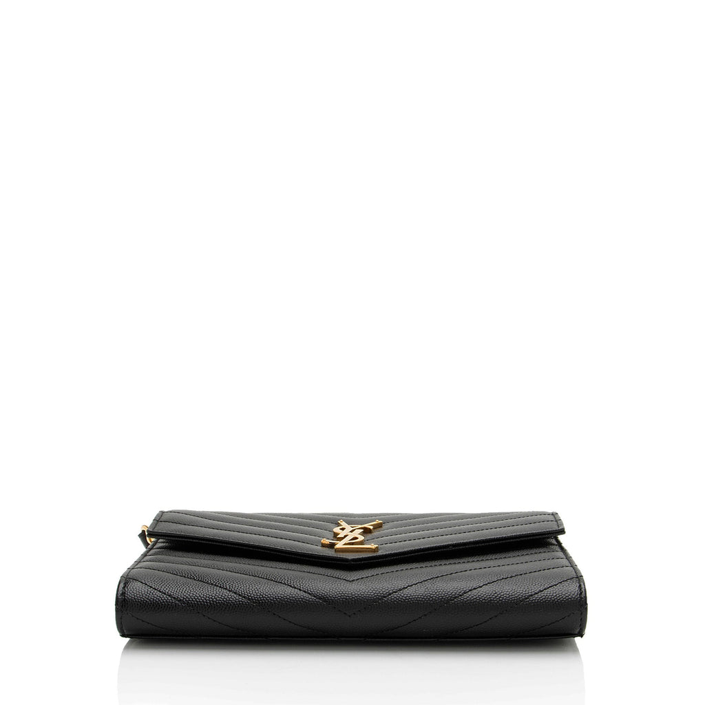 Saint Laurent Matelasse Grain de Poudre Monogram Envelope Pouch