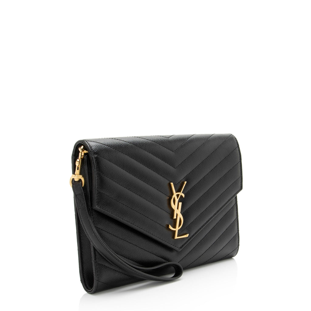 Saint Laurent Matelasse Grain de Poudre Monogram Envelope Pouch