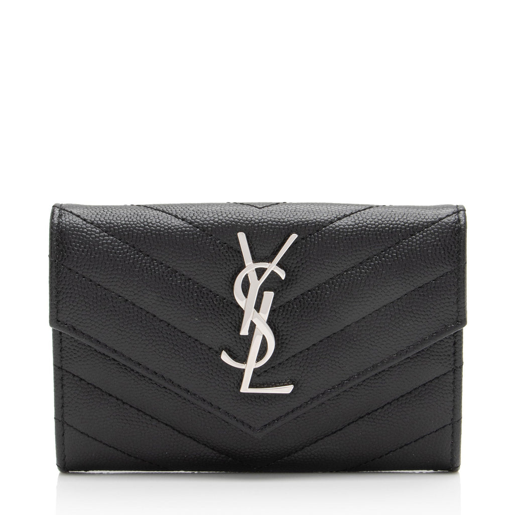 Saint Laurent Matelasse Grain de Poudre Monogram Envelope Small Wallet (SHF-zEUzOS)