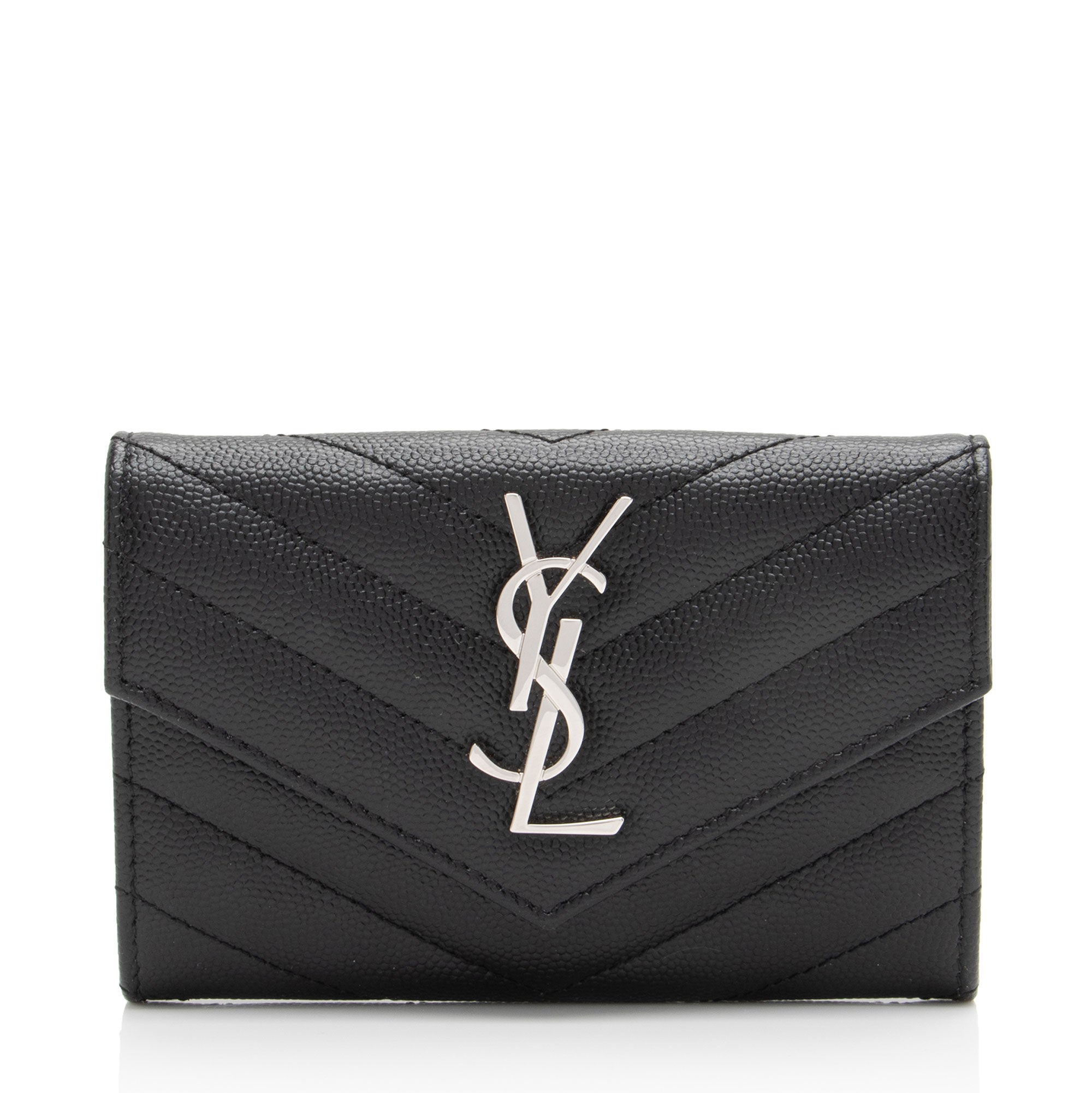 Saint Laurent Matelasse Grain de Poudre Monogram Envelope Small Wallet (SHF-zEUzOS)