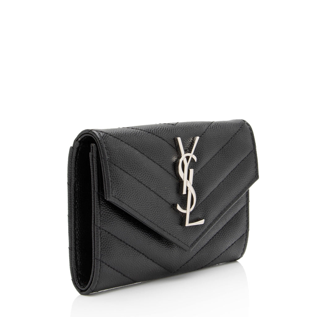 Saint Laurent Matelasse Grain de Poudre Monogram Envelope Small Wallet (SHF-zEUzOS)