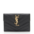 Saint Laurent Matelasse Grain de Poudre Monogram Envelope Small Wallet (SHF-XLuWqS)