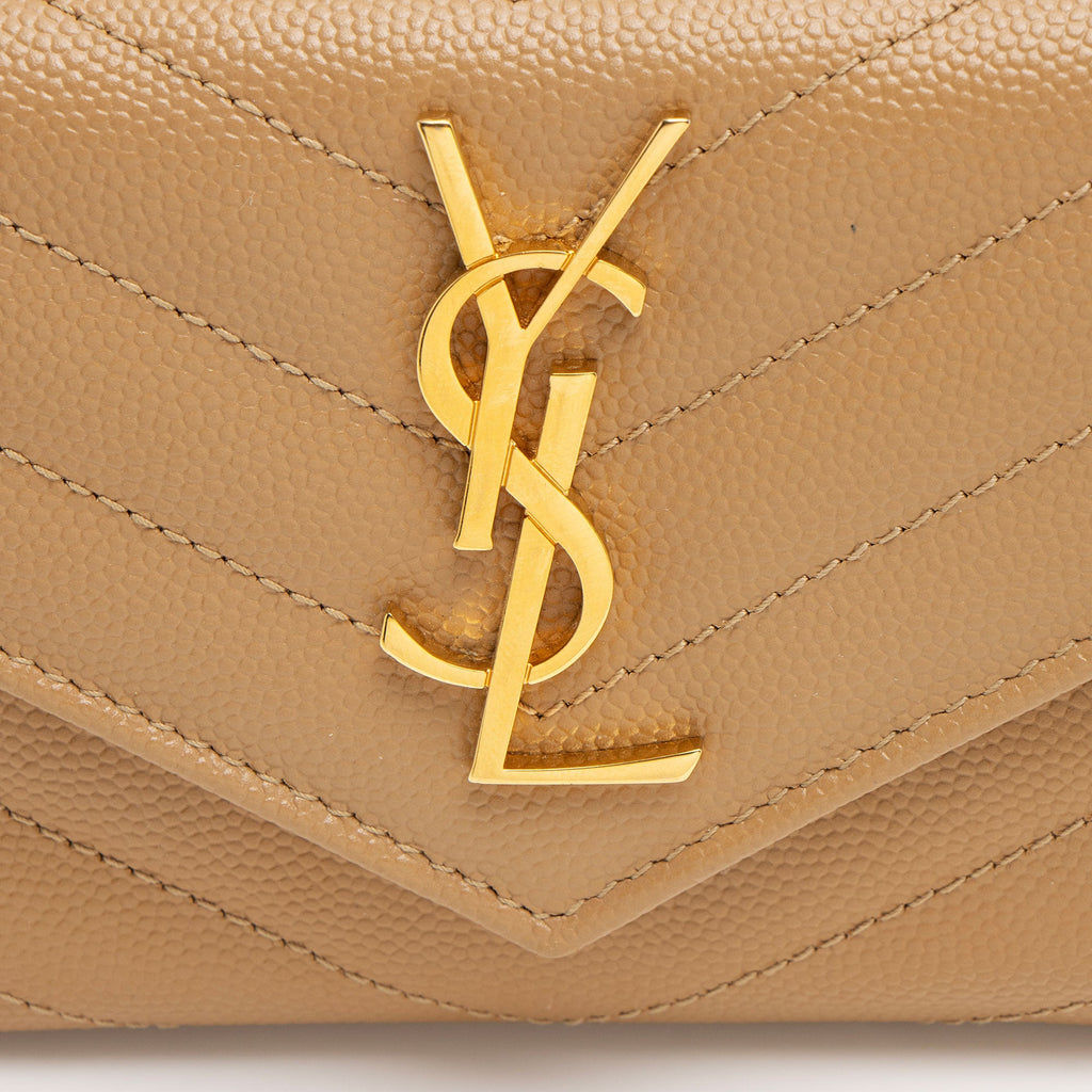 Saint Laurent Matelasse Grain de Poudre Monogram Envelope Small Wallet