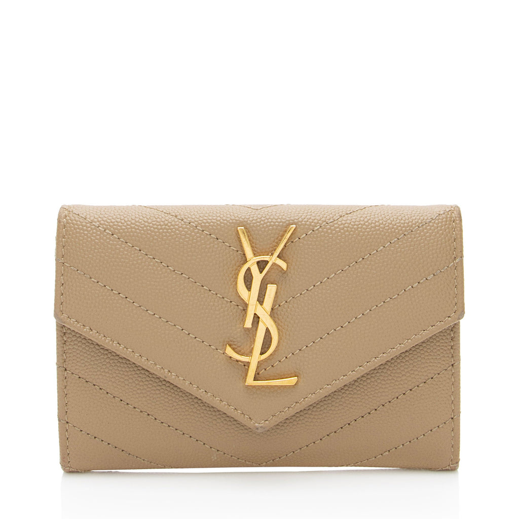 Saint Laurent Matelasse Grain de Poudre Monogram Envelope Small Wallet