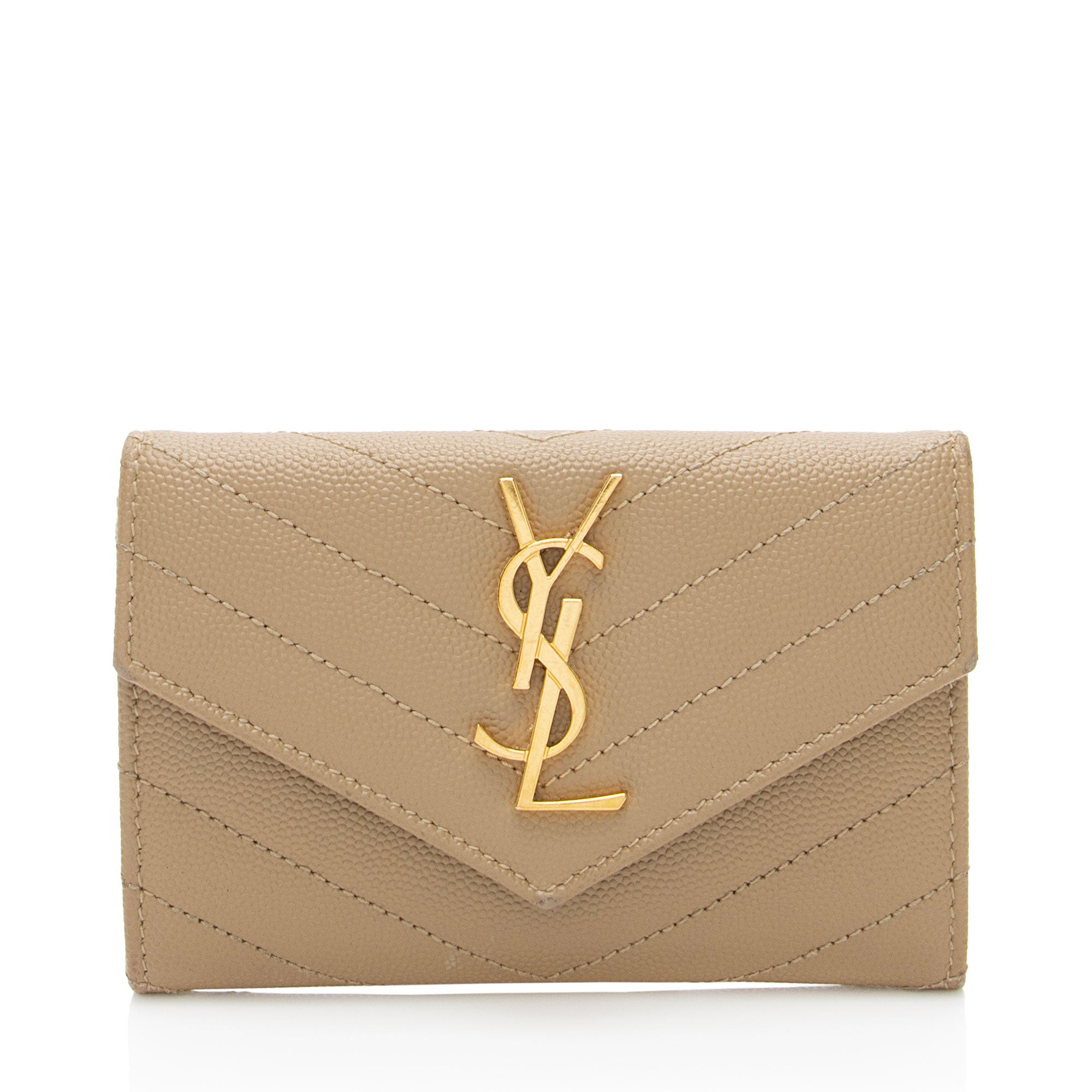 Saint Laurent Matelasse Grain de Poudre Monogram Envelope Small Wallet