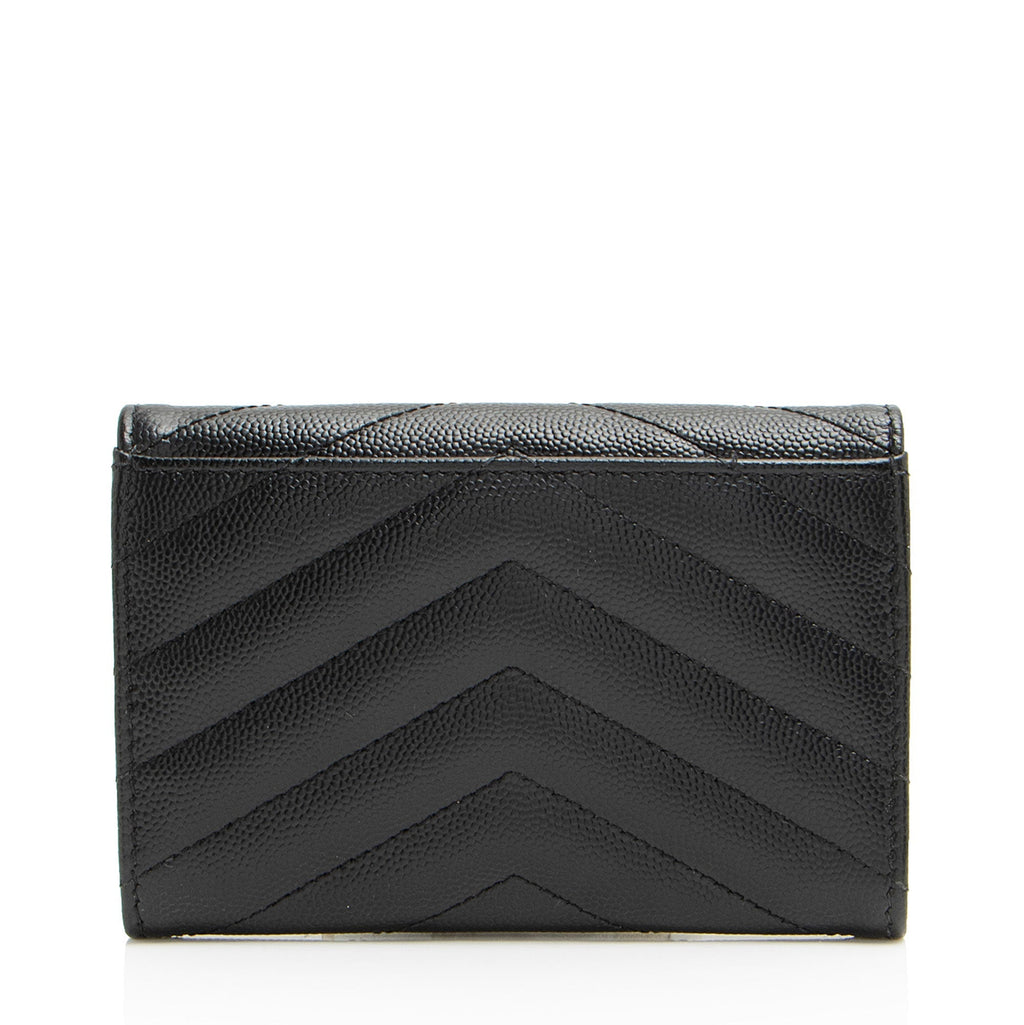 Saint Laurent Matelasse Grain de Poudre Monogram Envelope Small Wallet