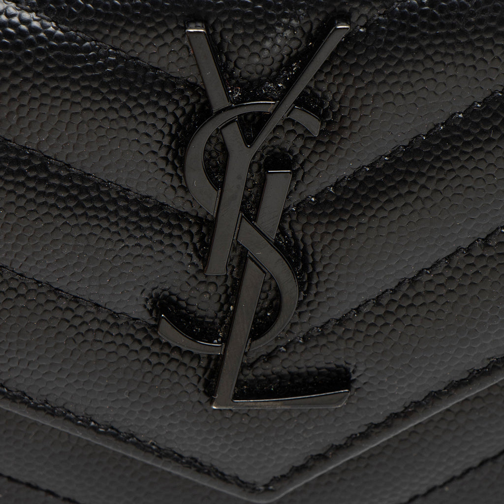 Saint Laurent Matelasse Grain de Poudre Monogram Envelope Small Wallet