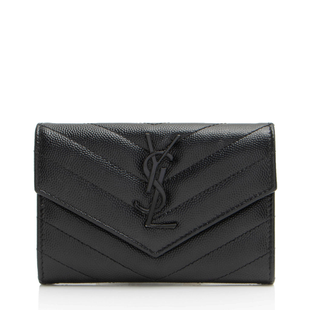 Saint Laurent Matelasse Grain de Poudre Monogram Envelope Small Wallet