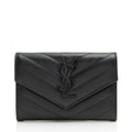 Saint Laurent Matelasse Grain de Poudre Monogram Envelope Small Wallet
