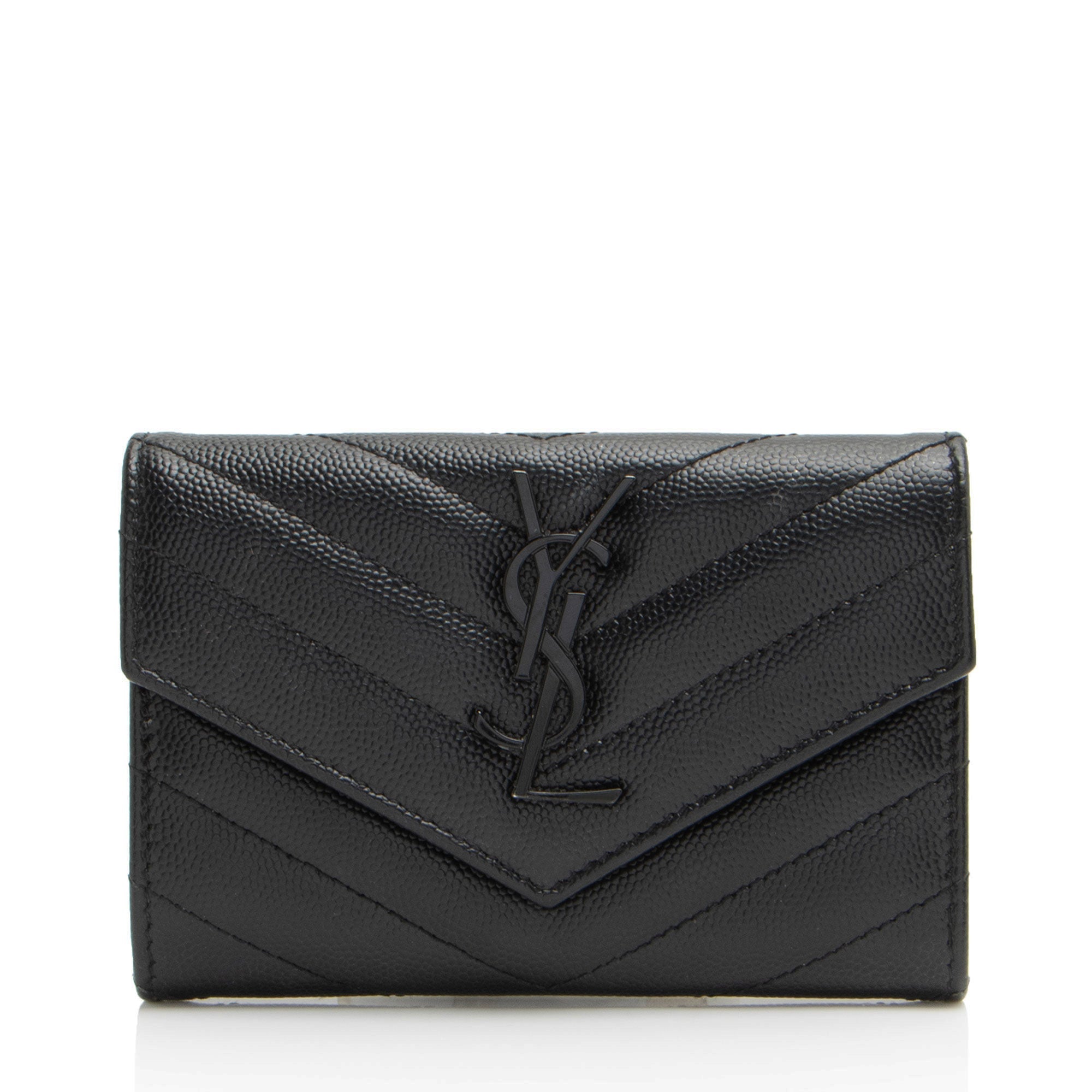 Saint Laurent Matelasse Grain de Poudre Monogram Envelope Small Wallet