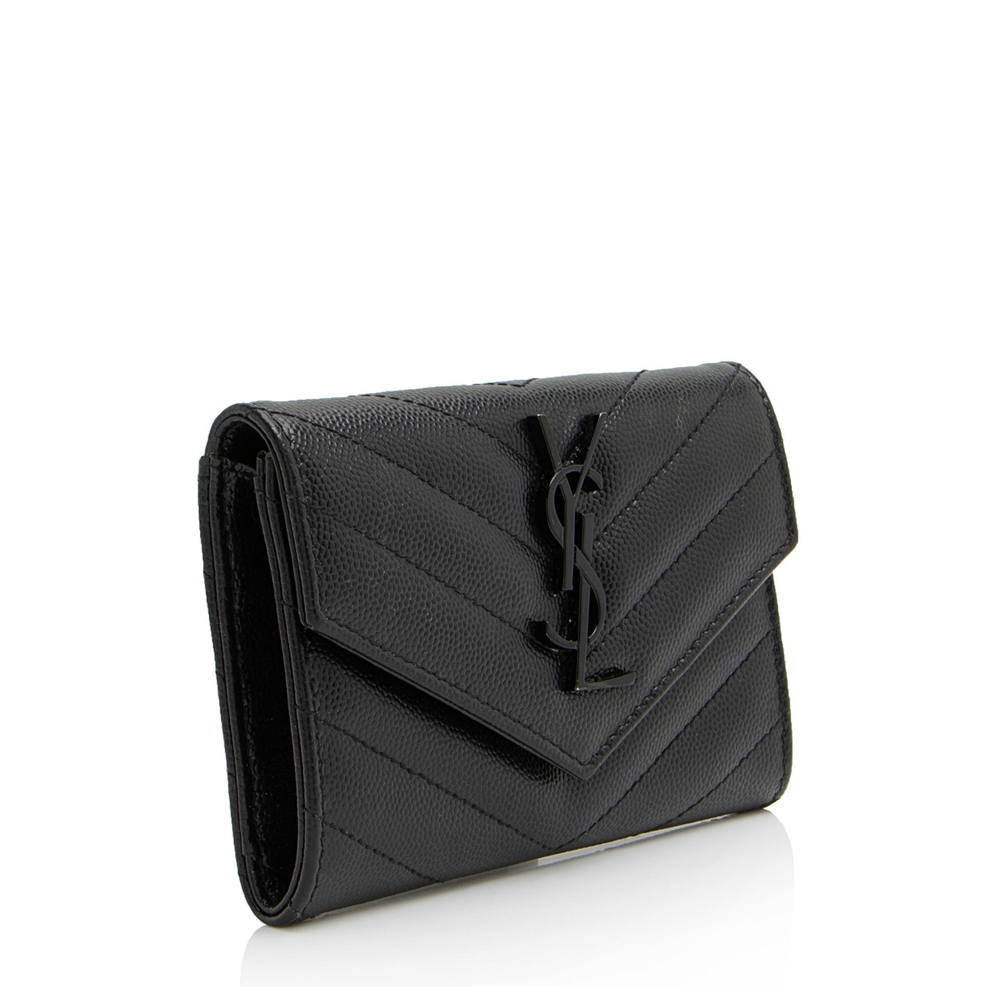 Saint Laurent Matelasse Grain de Poudre Monogram Envelope Small Wallet