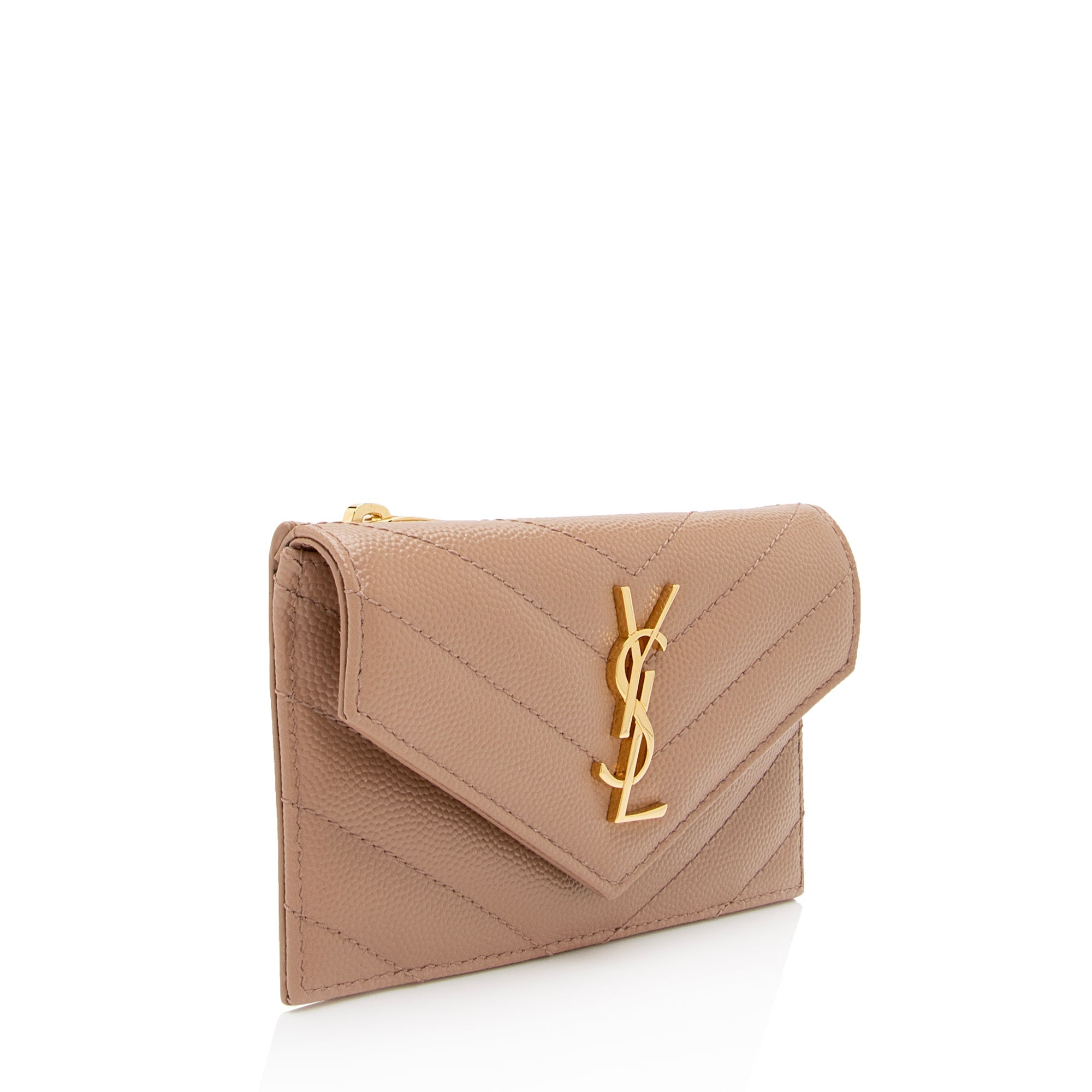 Saint Laurent Matelasse Grain de Poudre Monogram Fragments Flap Card Case (SHF-9N5wrw)