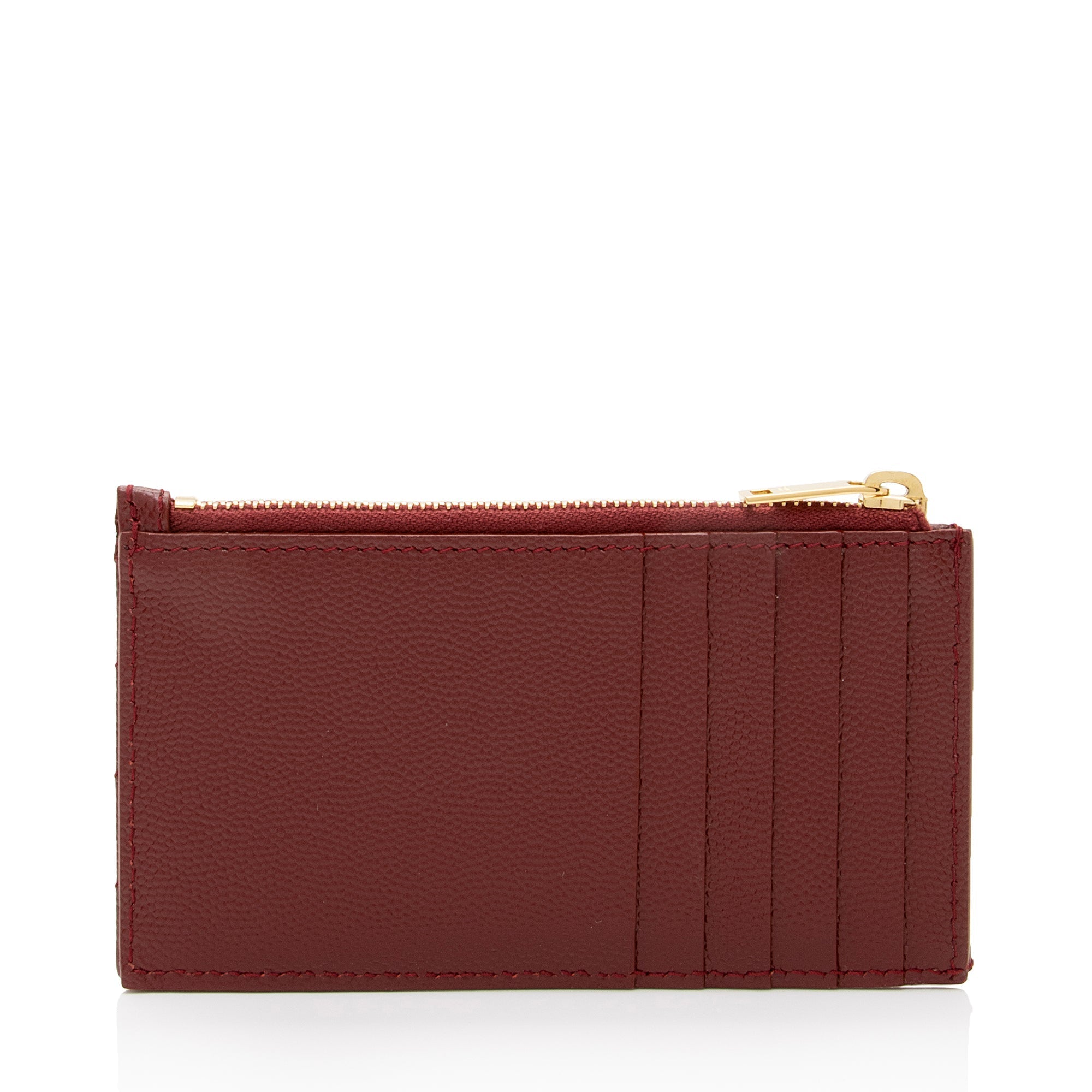 Saint Laurent Matelasse Grain de Poudre Monogram Fragments Zipper Card Case (SHF-xj3XtJ)