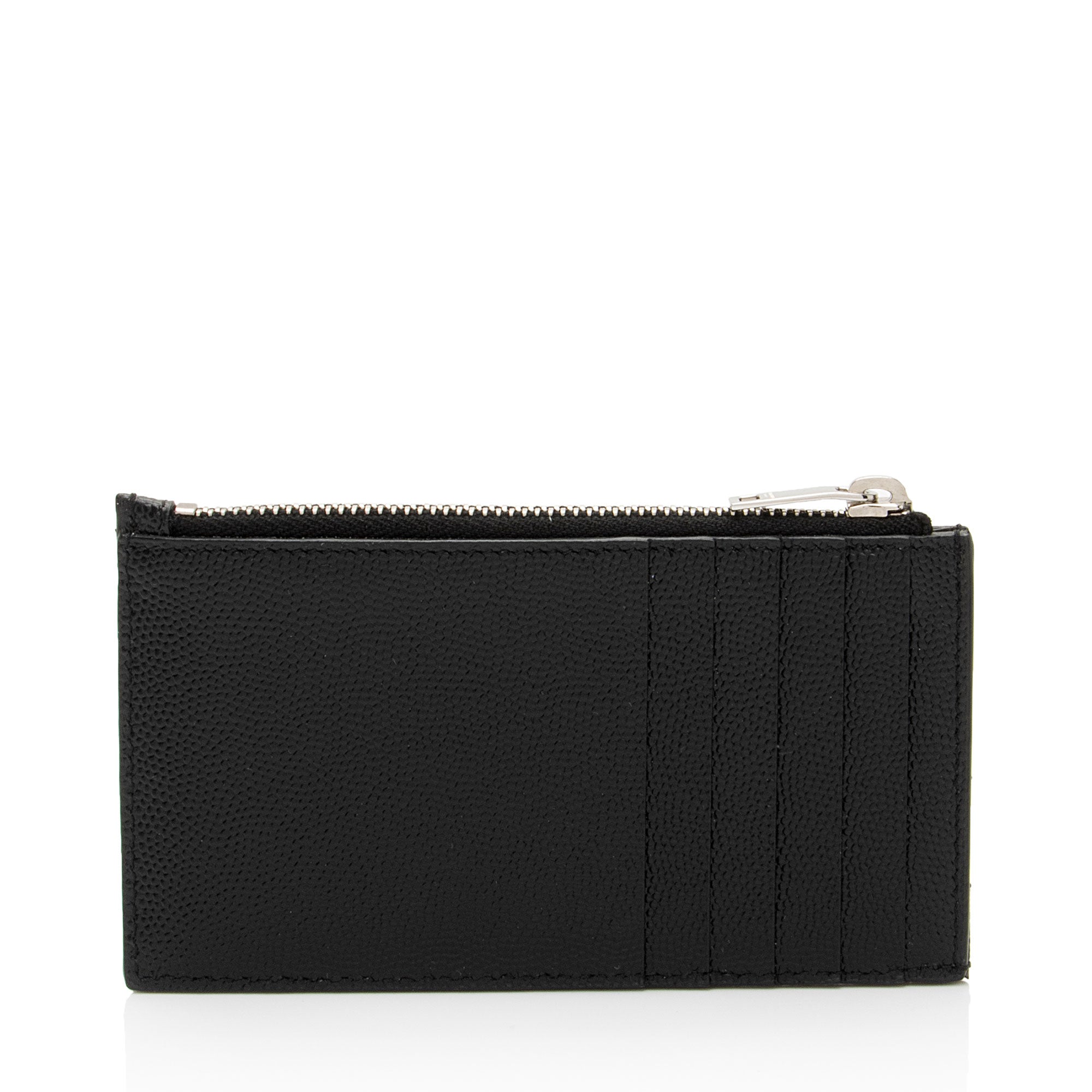 Saint Laurent Matelasse Grain de Poudre Monogram Fragments Zipper Card Case (SHF-664zHh)