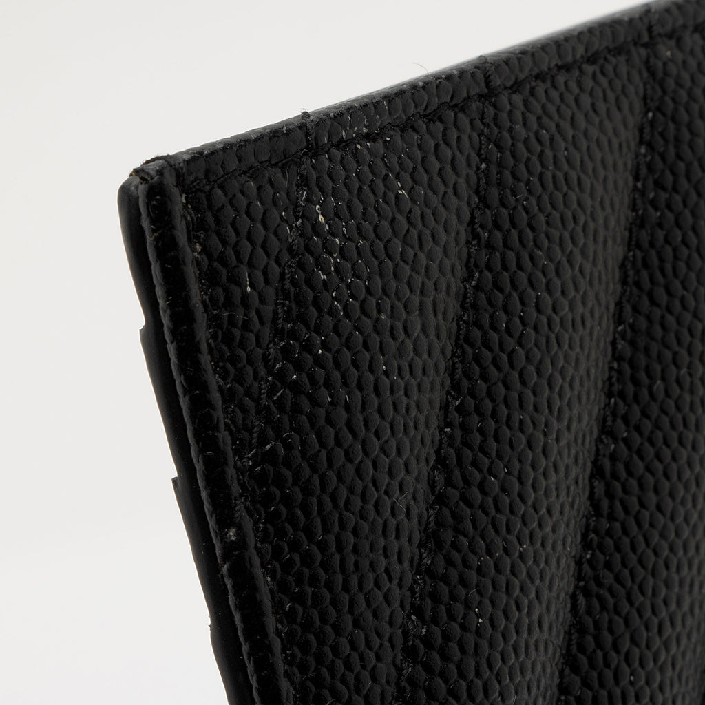 Saint Laurent Matelasse Grain de Poudre Monogram Fragments Zipper Card Case (SHF-664zHh)
