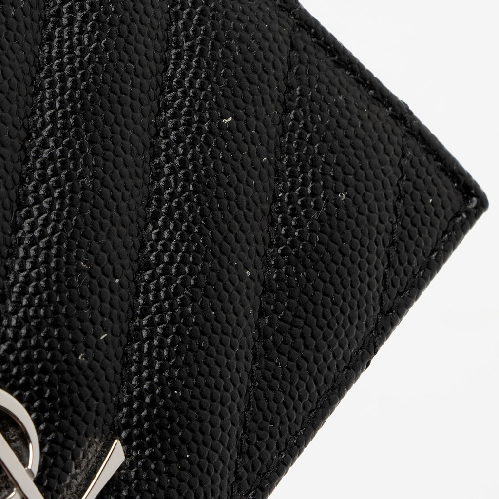 Saint Laurent Matelasse Grain de Poudre Monogram Fragments Zipper Card Case (SHF-664zHh)