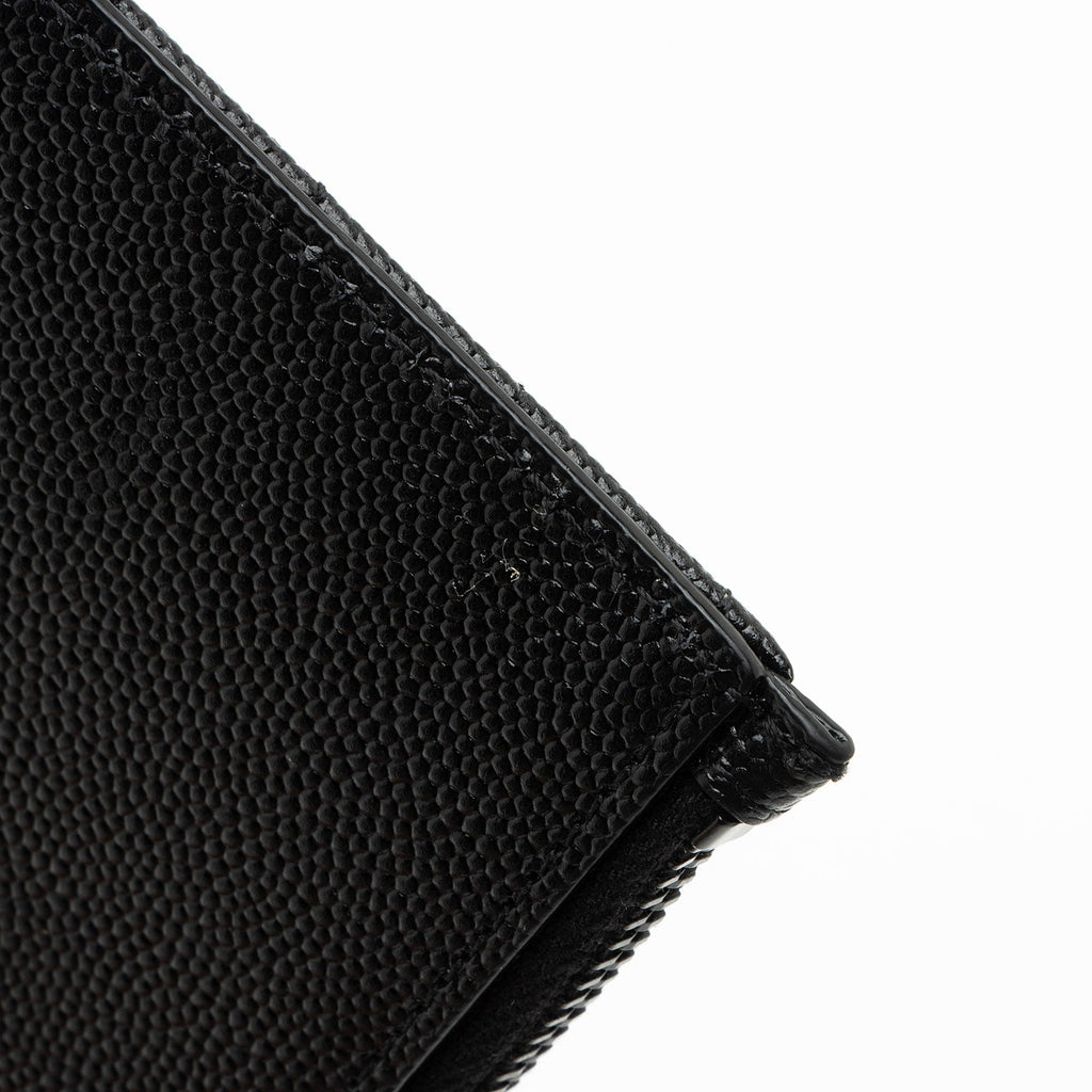 Saint Laurent Matelasse Grain de Poudre Monogram Fragments Zipper Card Case (SHF-sDlJPU)
