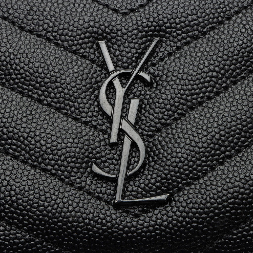 Saint Laurent Matelasse Grain de Poudre Monogram Fragments Zipper Card Case (SHF-sDlJPU)