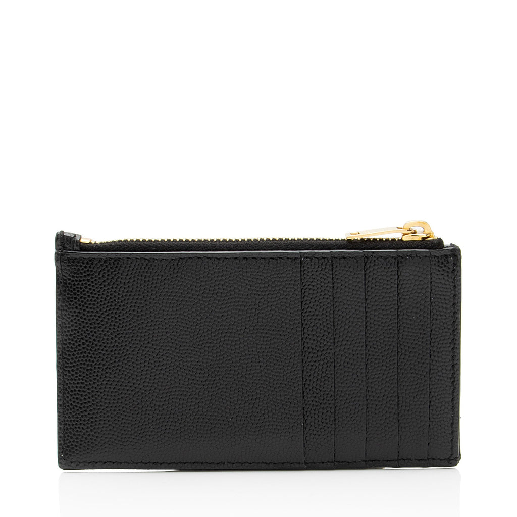 Saint Laurent Matelasse Grain de Poudre Monogram Fragments Zipper Card Case