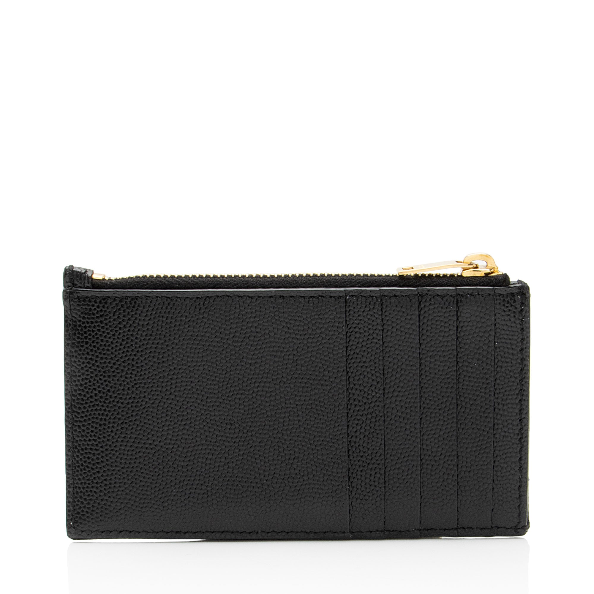 Saint Laurent Matelasse Grain de Poudre Monogram Fragments Zipper Card Case