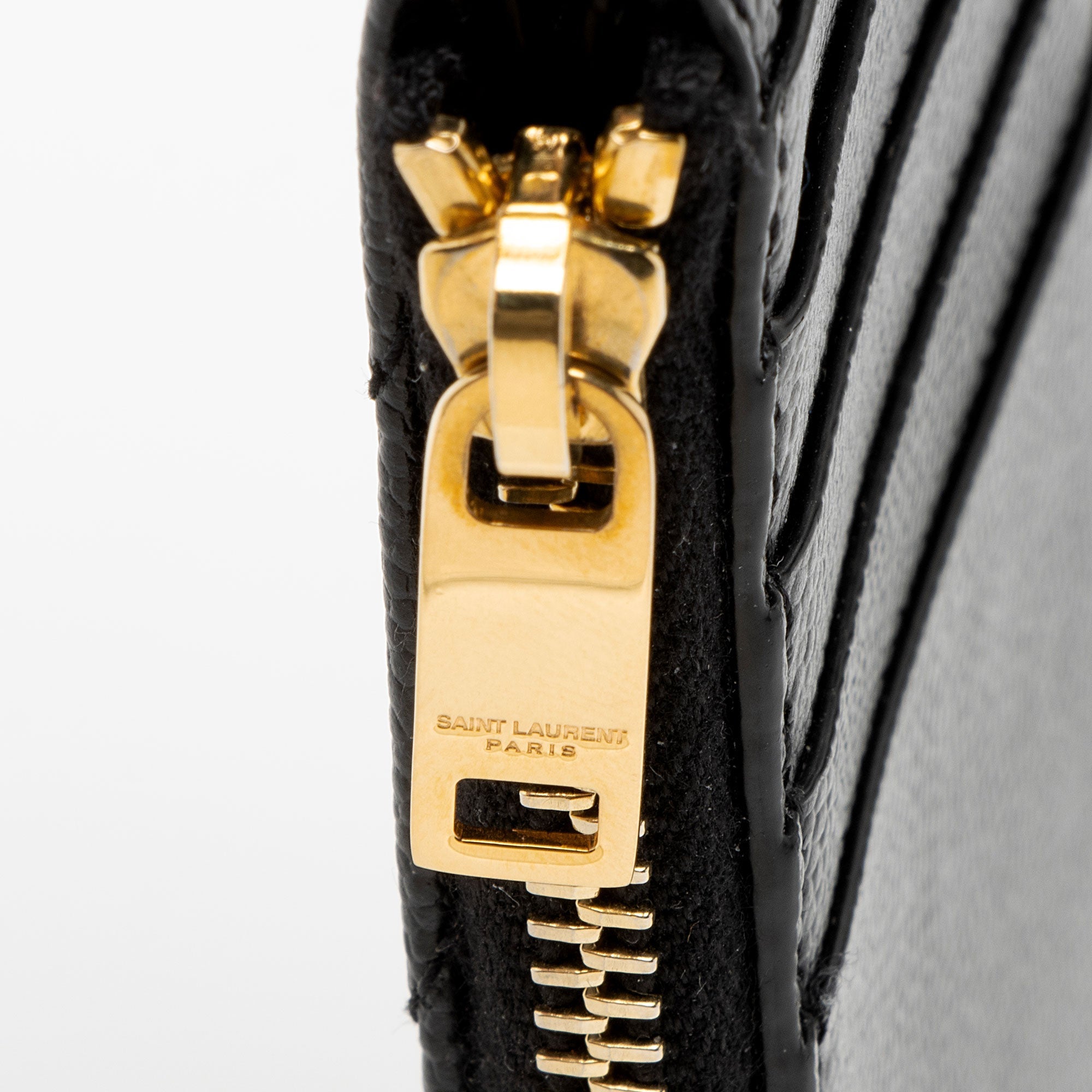 Saint Laurent Matelasse Grain de Poudre Monogram Fragments Zipper Card Case