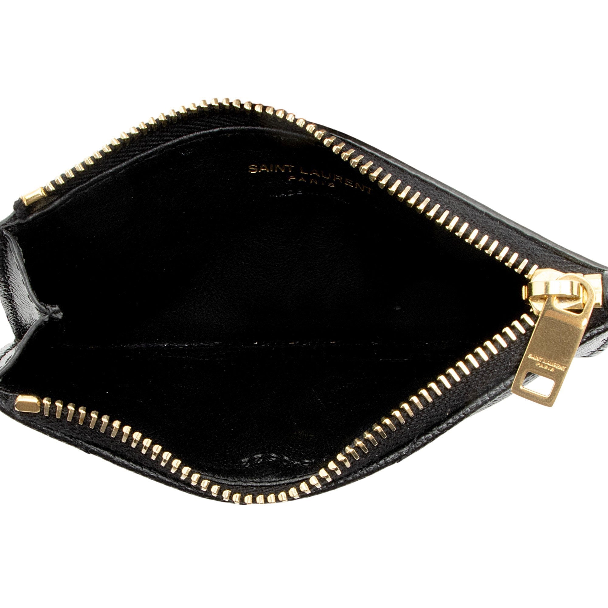 Saint Laurent Matelasse Grain de Poudre Monogram Fragments Zipper Card Case