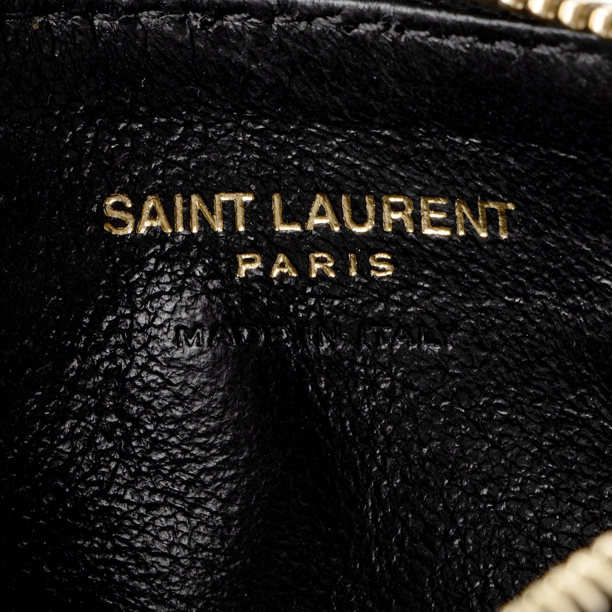 Saint Laurent Matelasse Grain de Poudre Monogram Fragments Zipper Card Case