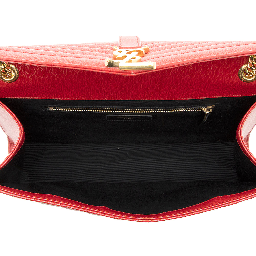 Saint Laurent Matelasse Grain de Poudre Monogram Large Shoulder Bag (SHF-21121)