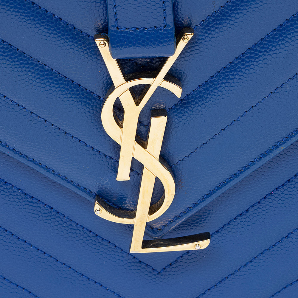 Saint Laurent Matelasse Grain de Poudre Monogram Large Shoulder Bag (SHF-21620)