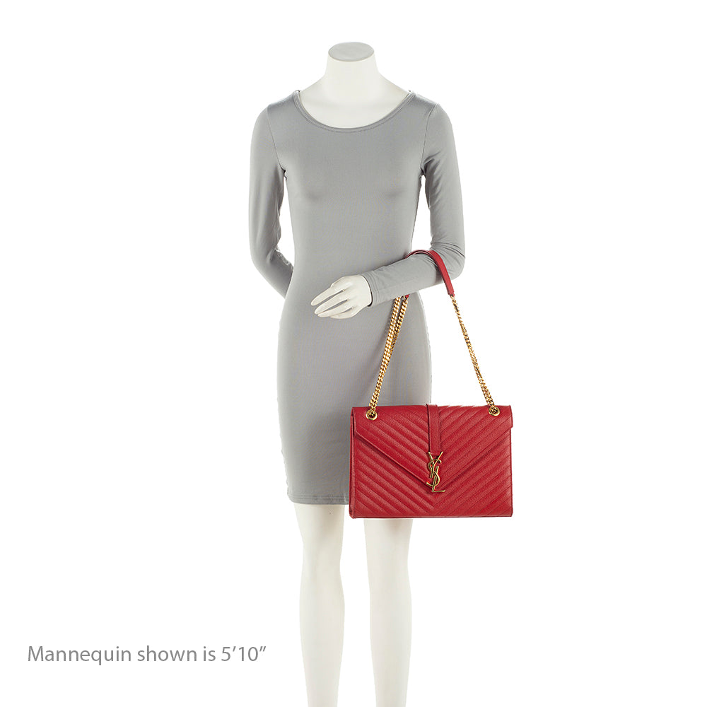 Saint Laurent Matelasse Grain de Poudre Monogram Large Shoulder Bag (SHF-bJ8xep)