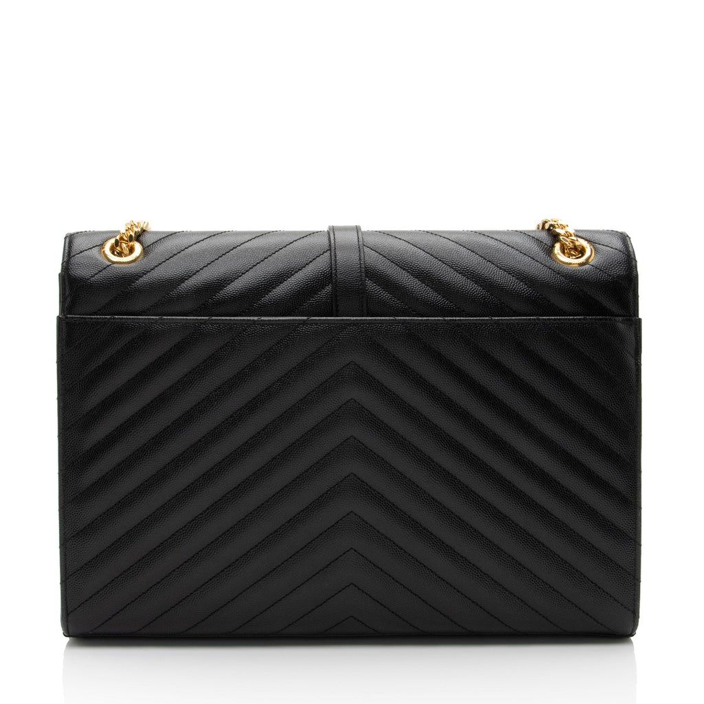 Saint Laurent Matelasse Grain de Poudre Monogram Large Shoulder Bag