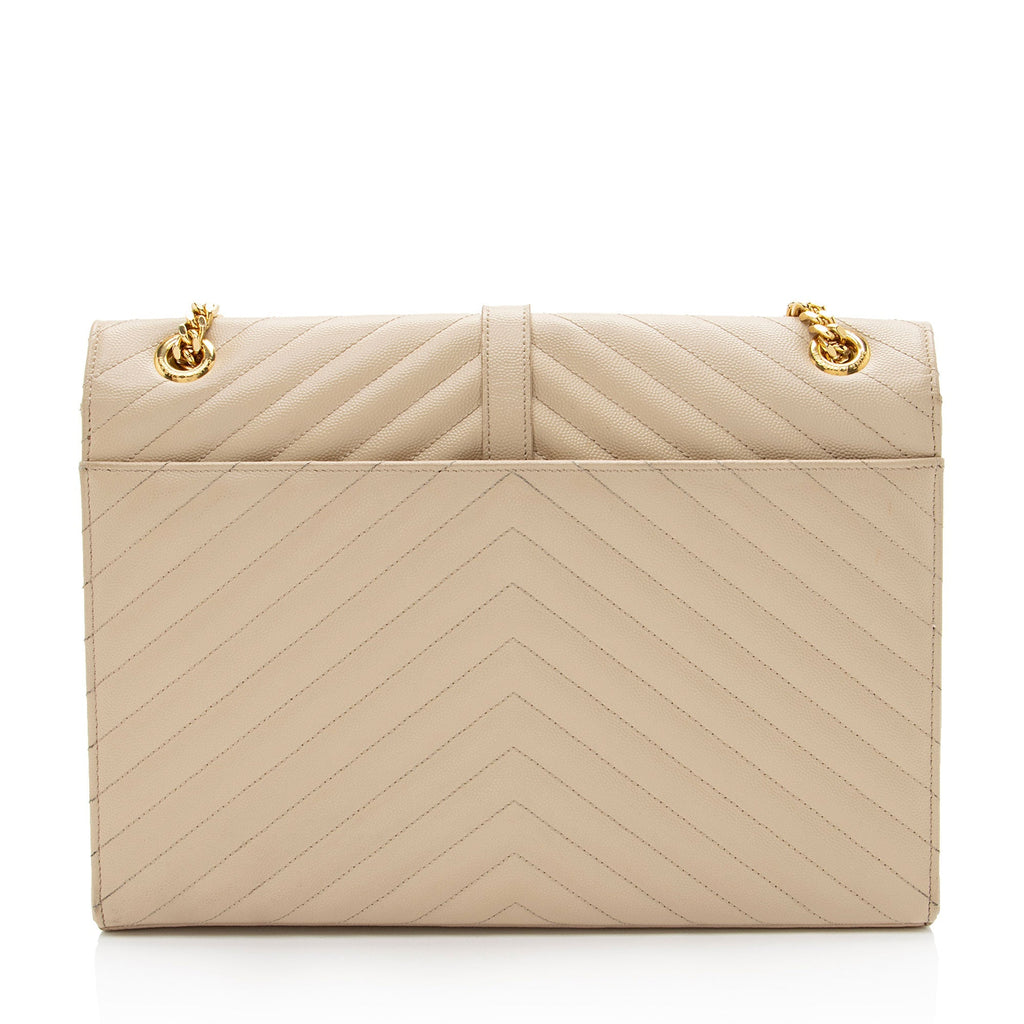 Saint Laurent Matelasse Grain de Poudre Monogram Large Shoulder Bag