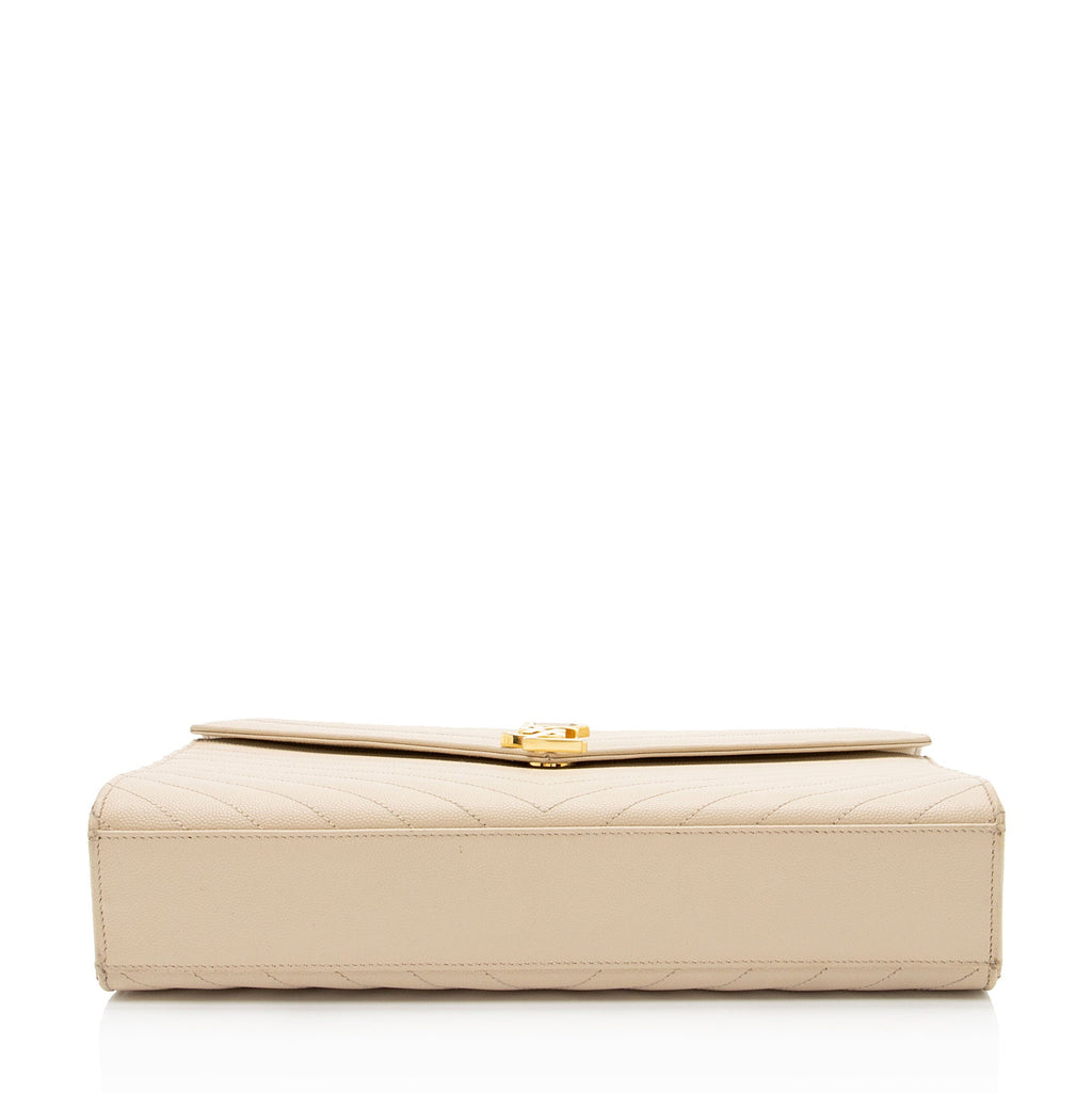 Saint Laurent Matelasse Grain de Poudre Monogram Large Shoulder Bag