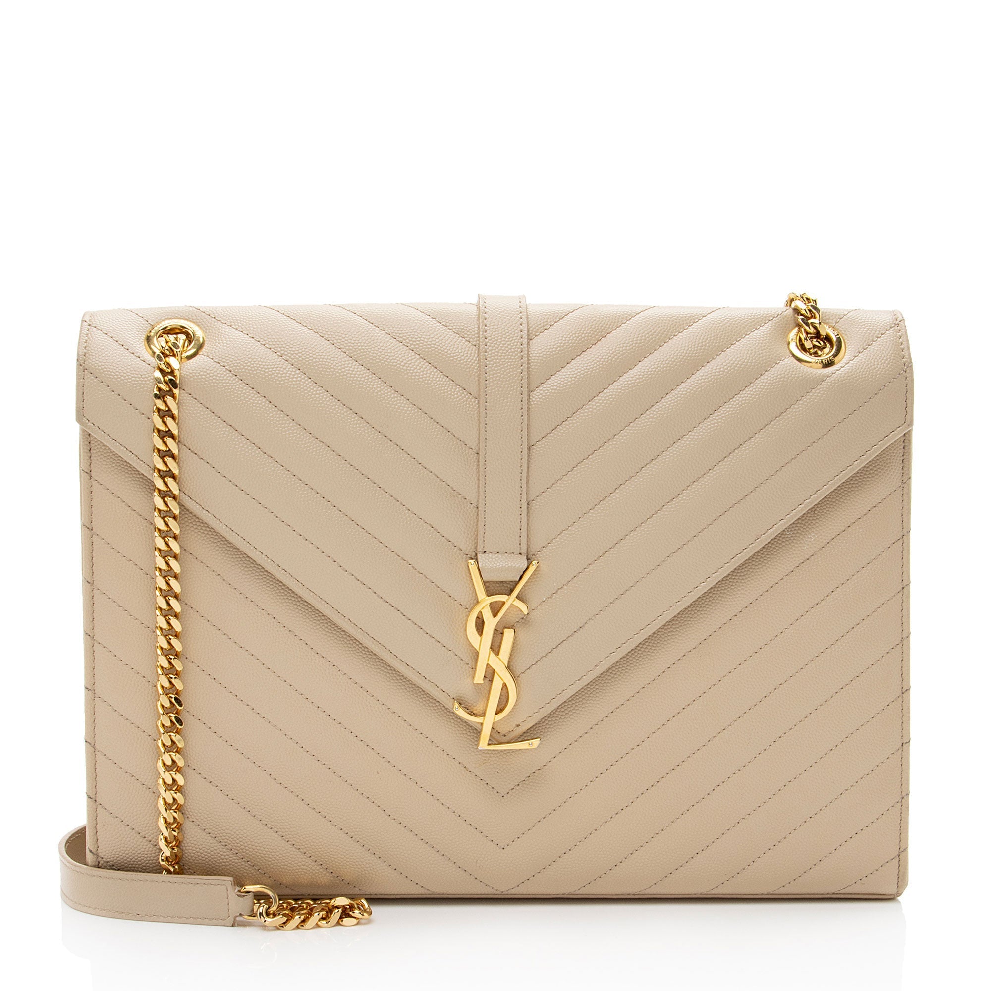 Saint Laurent Matelasse Grain de Poudre Monogram Large Shoulder Bag