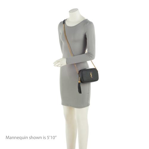 Saint Laurent Matelasse Grain de Poudre Monogram Lou Mini Camera Bag - FINAL SALE (SHF-23811)