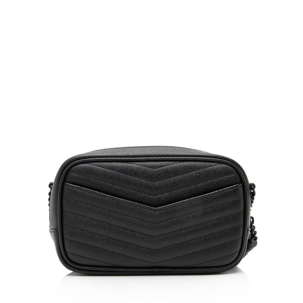 Saint Laurent Matelasse Grain de Poudre Monogram Lou Mini Camera Bag (SHF-23500)