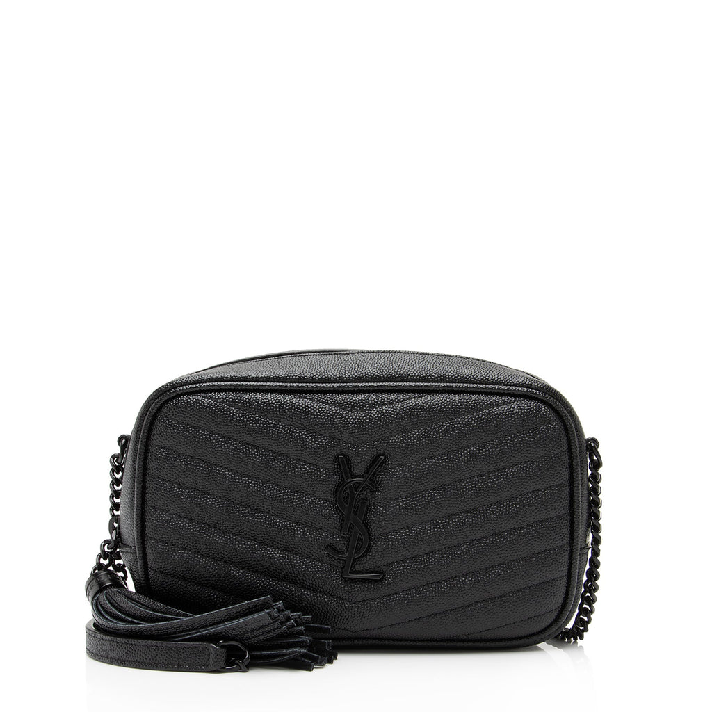 Saint Laurent Matelasse Grain de Poudre Monogram Lou Mini Camera Bag (SHF-23500)