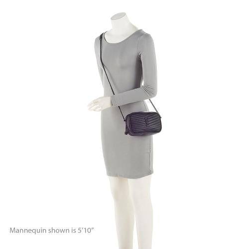 Saint Laurent Matelasse Grain de Poudre Monogram Lou Mini Camera Bag (SHF-23500)