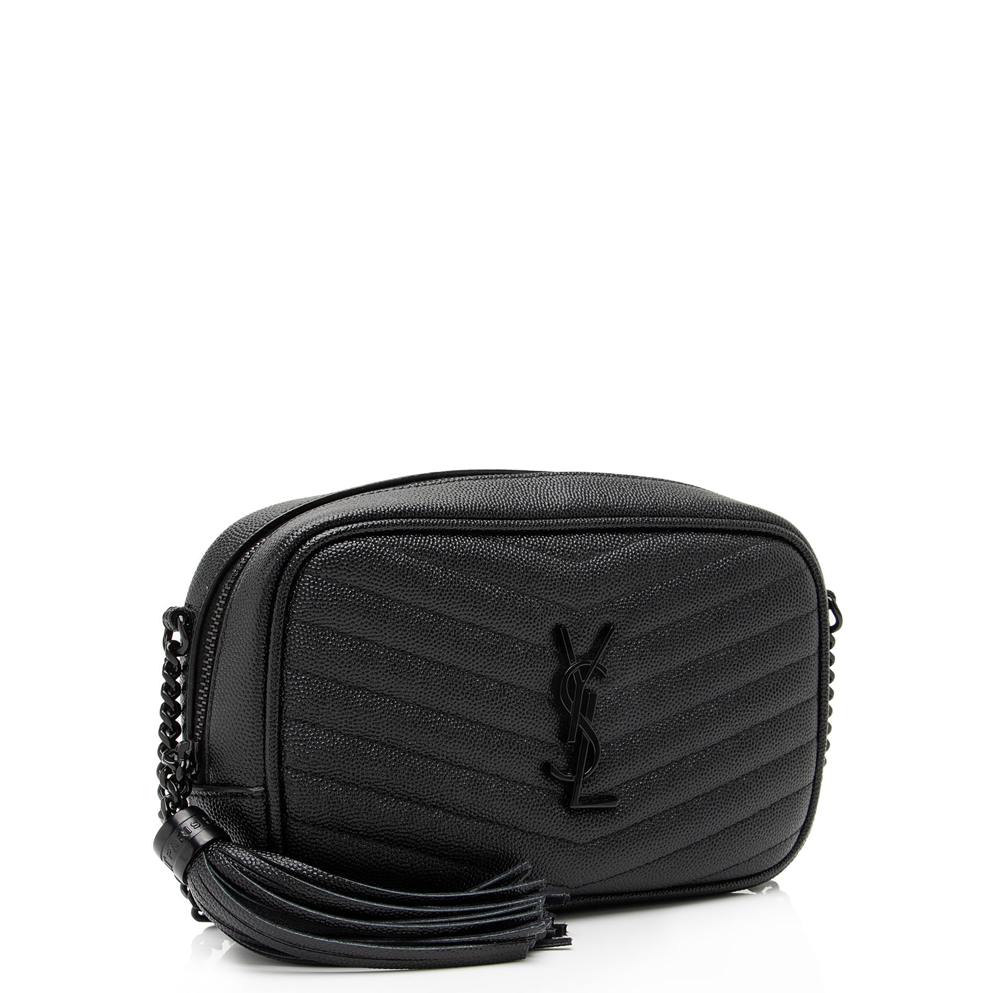 Saint Laurent Matelasse Grain de Poudre Monogram Lou Mini Camera Bag (SHF-23500)