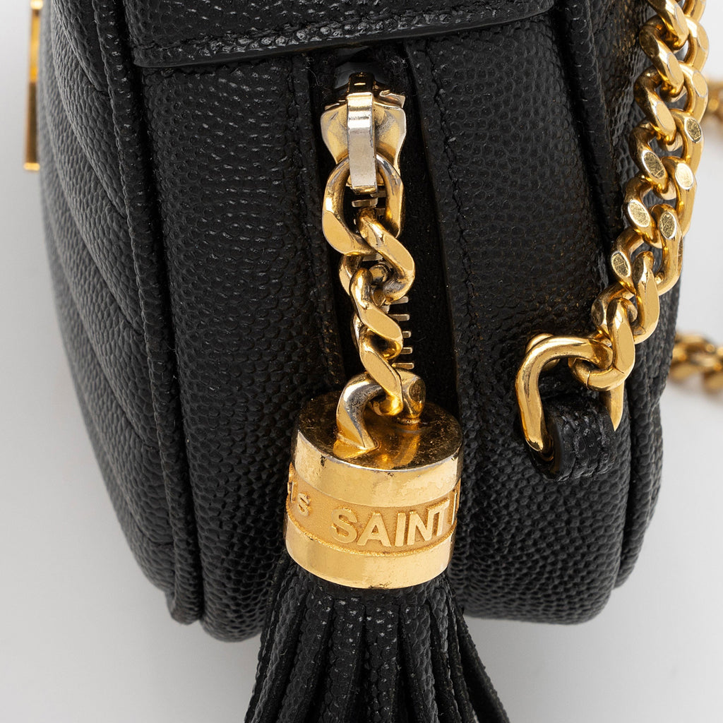 Saint Laurent Matelasse Grain de Poudre Monogram Lou Mini Camera Bag (SHF-mLGuHp)