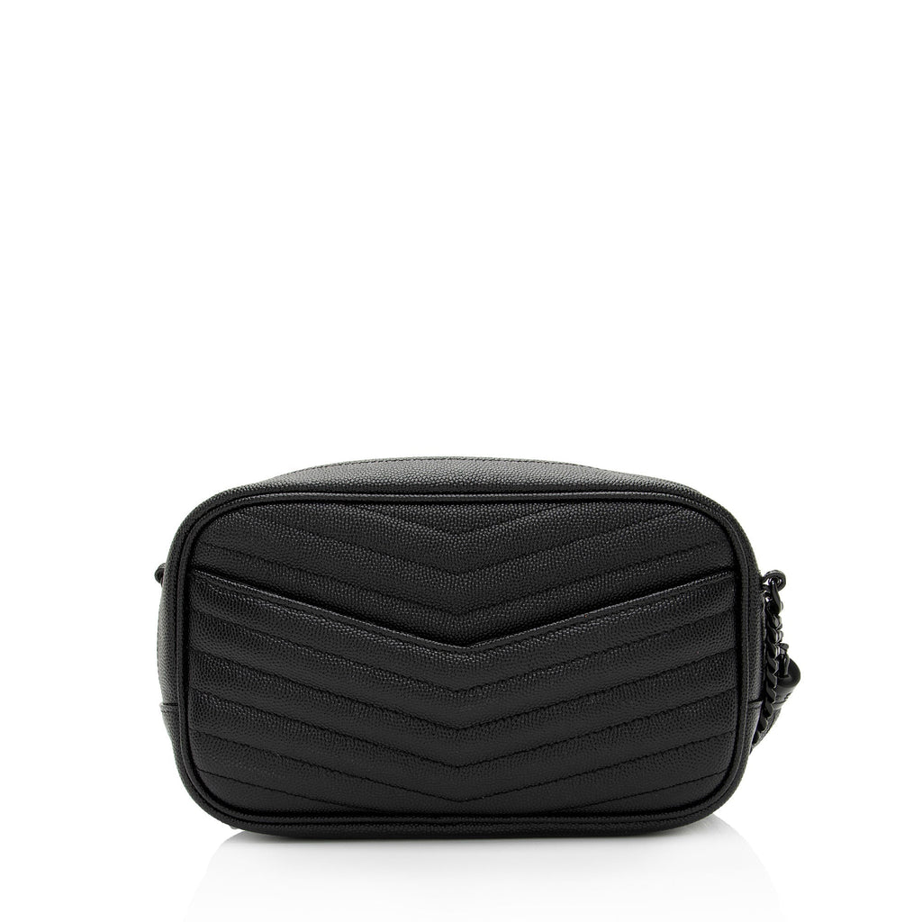 Saint Laurent Matelasse Grain de Poudre Monogram Lou Mini Camera Bag (SHF-CGmBSW)