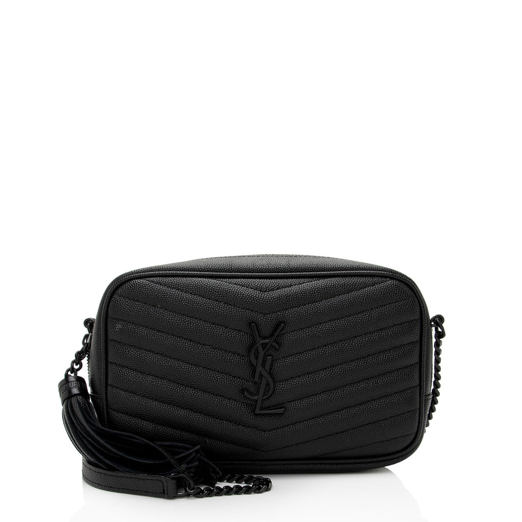 Saint Laurent Matelasse Grain de Poudre Monogram Lou Mini Camera Bag (SHF-CGmBSW)