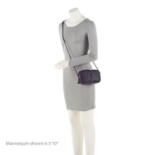 Saint Laurent Matelasse Grain de Poudre Monogram Lou Mini Camera Bag (SHF-CGmBSW)